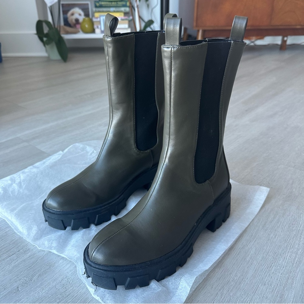 Bebo Olive Green Lugsole Boots | Asos